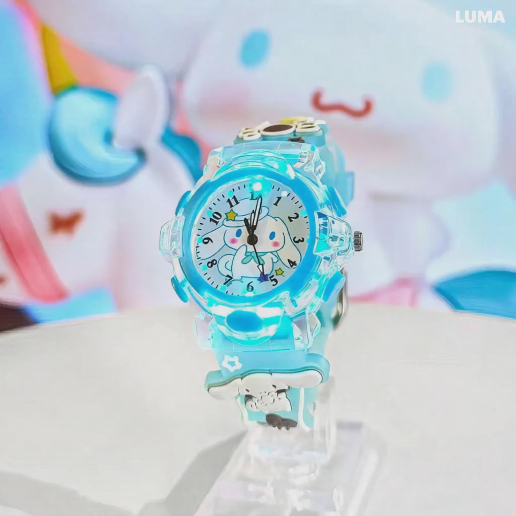 Unicorn & Bunny Cartoon Analog Light Watch Combo - Blue & Perple (Combo)